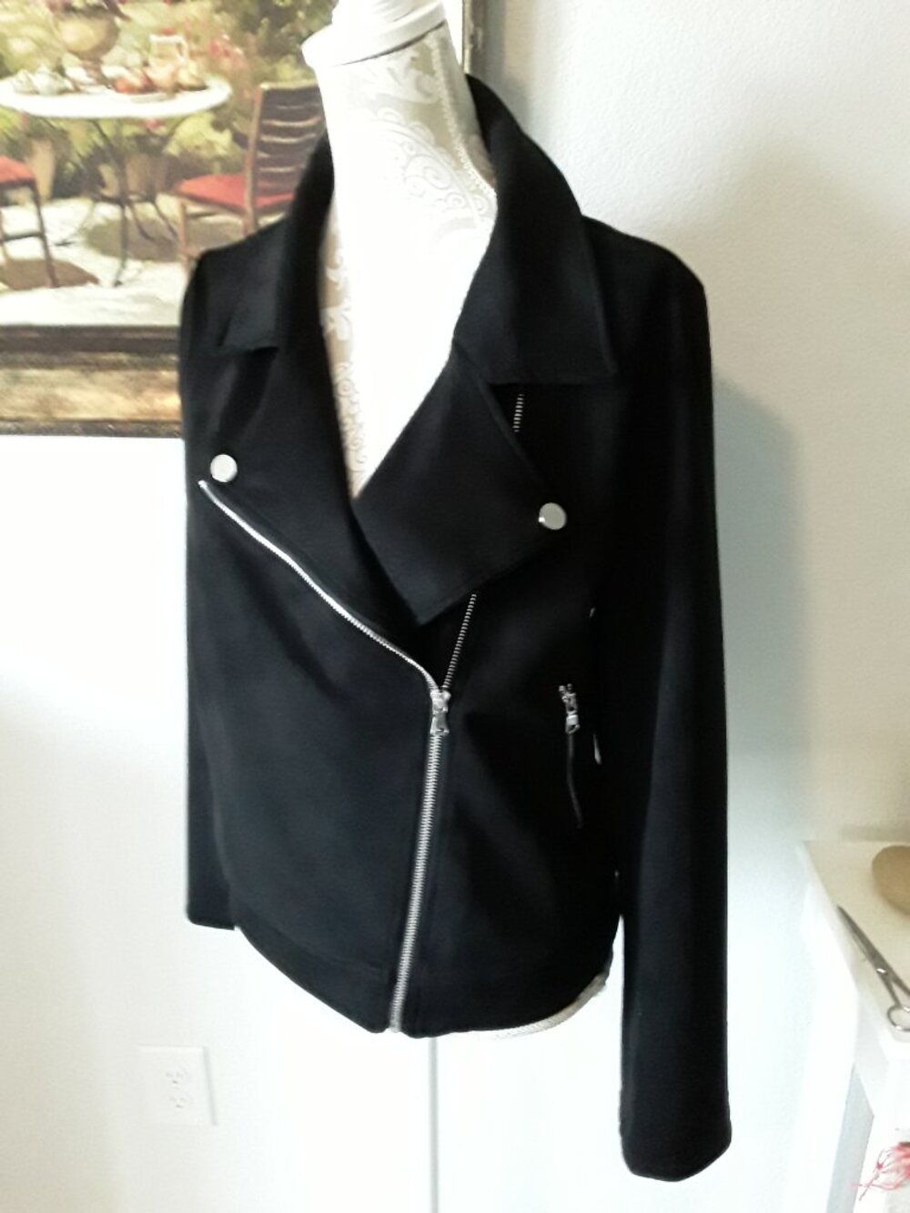 Apperloth A dark black zipper accent jacket size XL